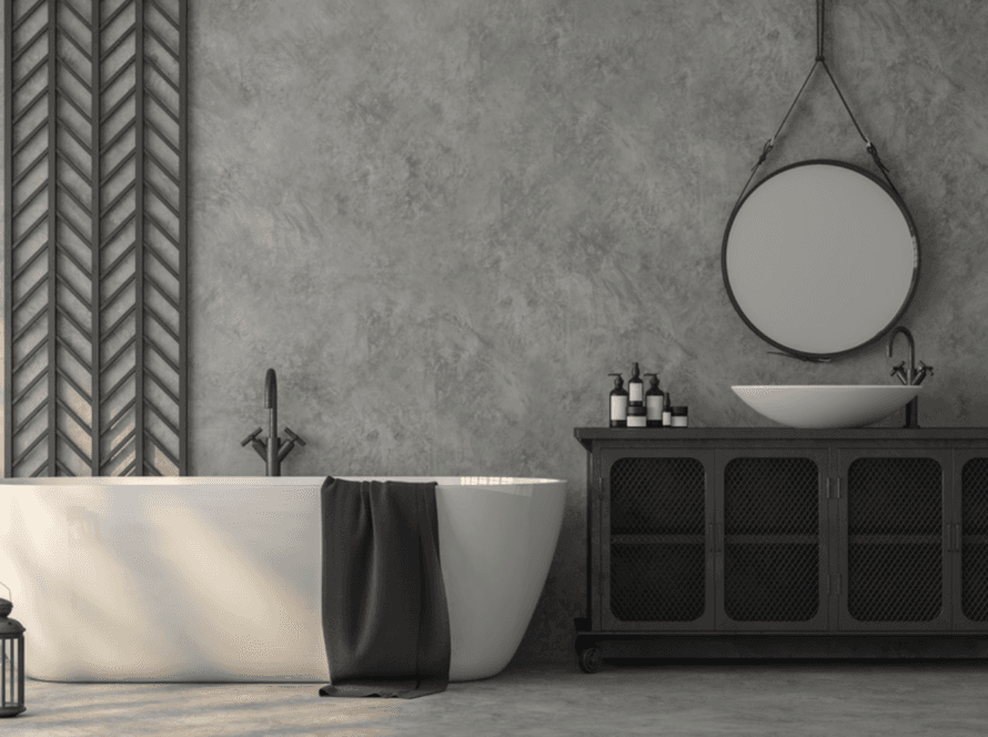 baño hecho con microcemento