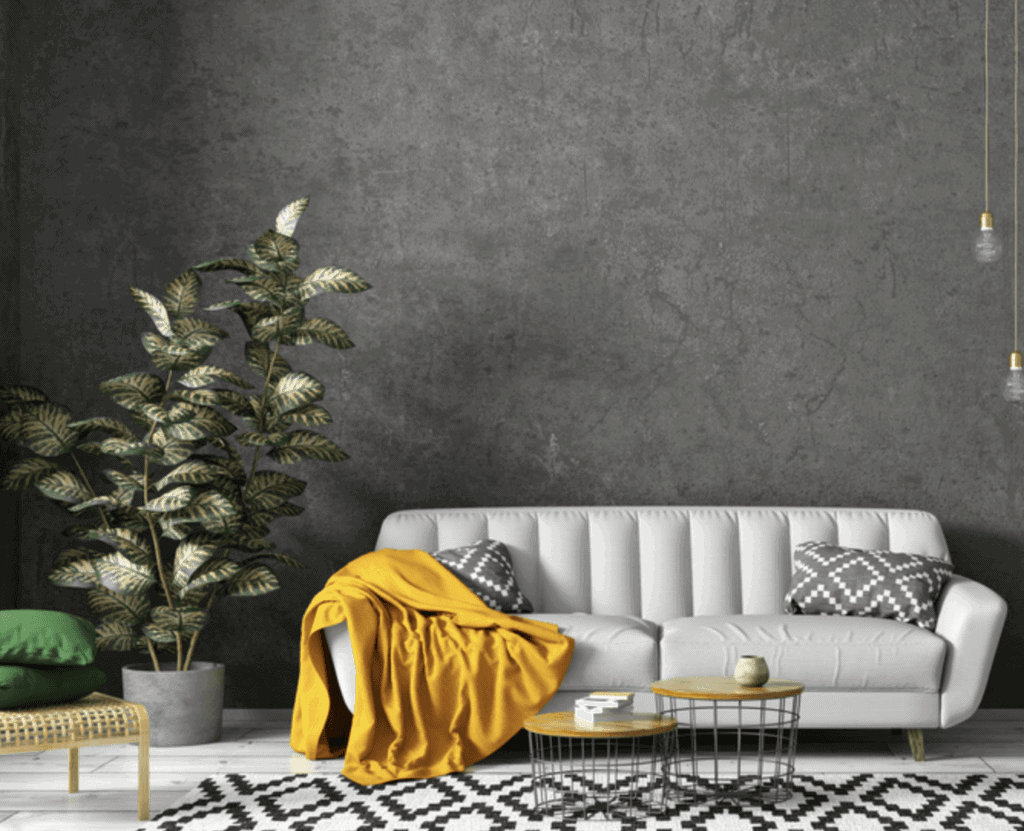 pared de salon con microcemento