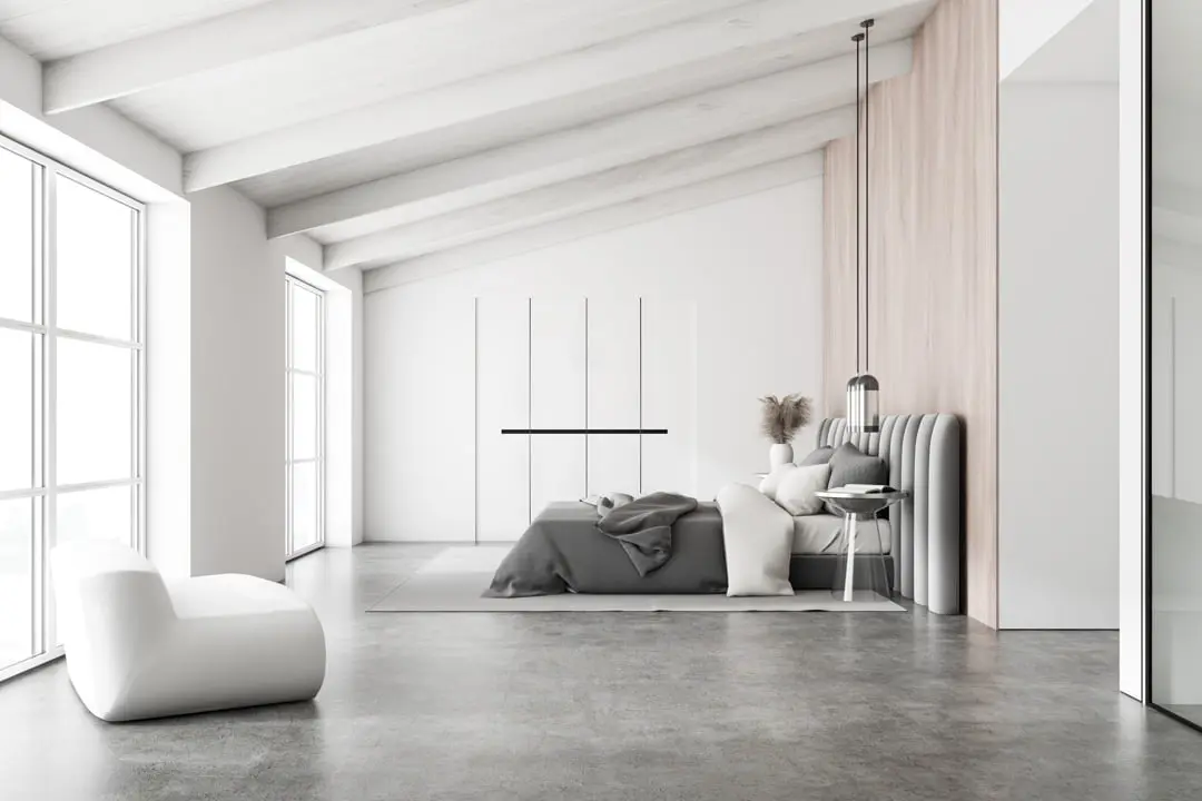 habitación con microcemento en paredes