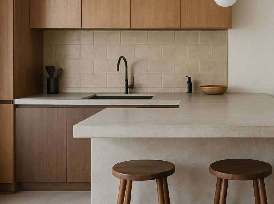 Cocina reformada sin obra - revestimiento de microcemento