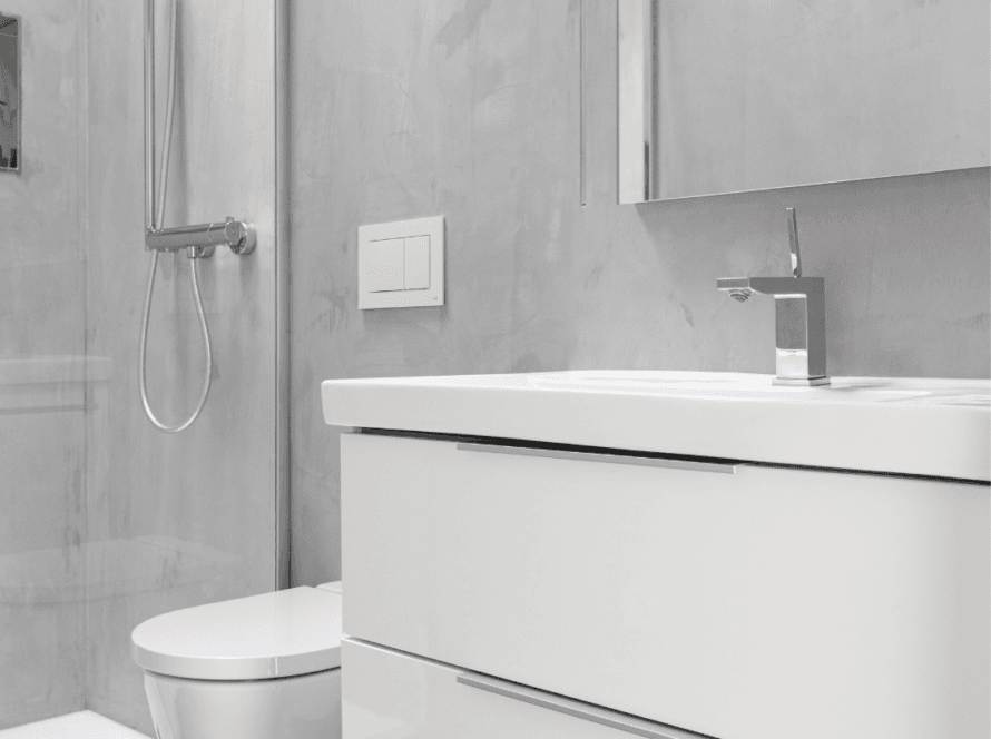 baño con microcemento