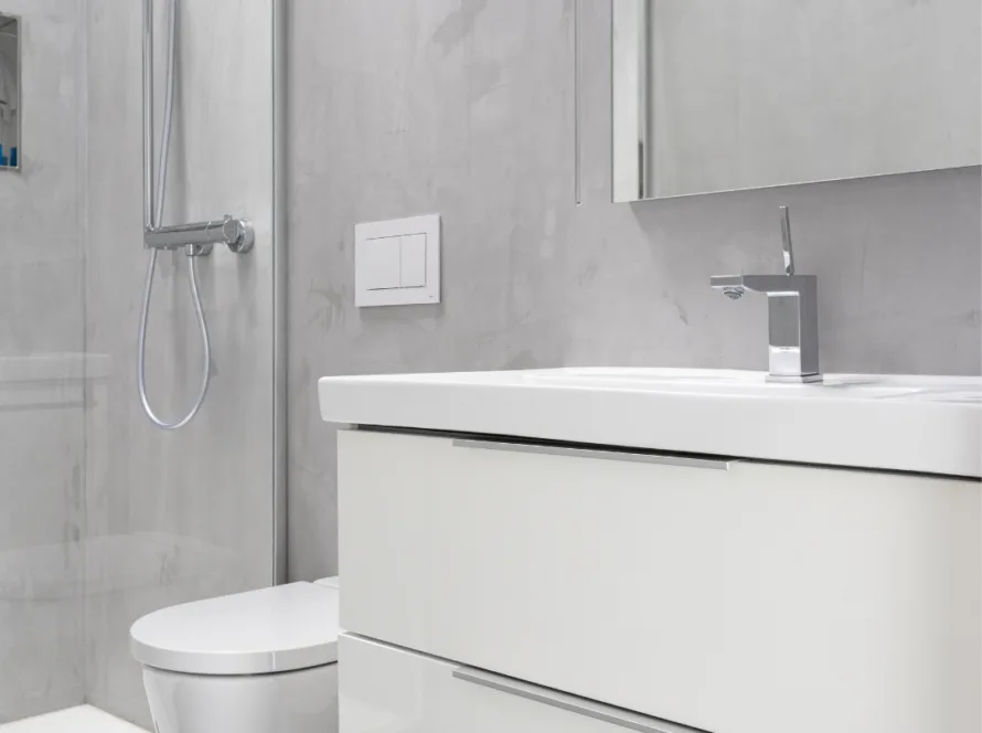 baño con microcemento